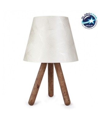 GLOBOSTAR® CAP 204-0069 Μοντέρνο Επιτραπέζιο Φωτιστικό Πορτατίφ με Ντουί 1 x E27 AC 220-240V IP20 - Καφέ & Λευκό - Μ22 x Π22 x Υ33cm